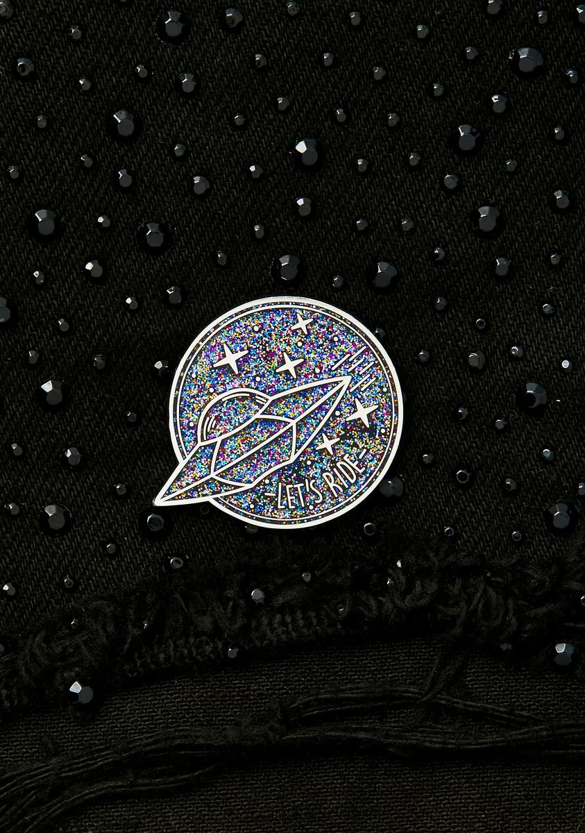 MALA Silver Glitter Planet Enamel Pin 3 MALA Silver Glitter Planet Enamel Pin
