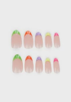 I SCREAM NAILS Ride The Rainbow Coffin Shaped False Nails