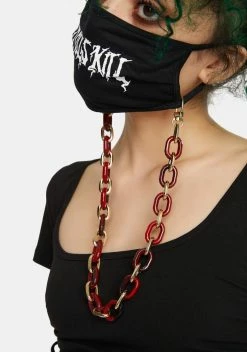 Jules Kae Acrylic Red Face Mask Holder Chain