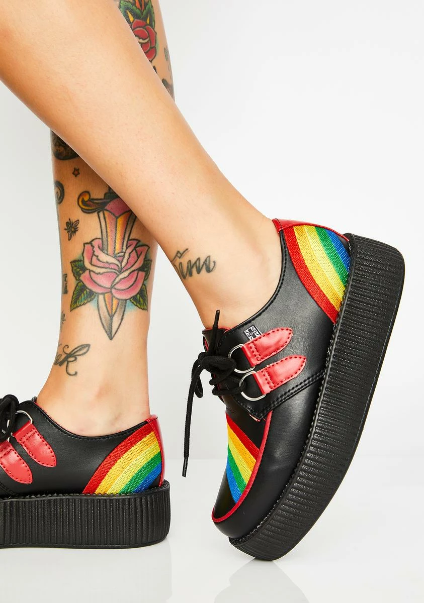 T.U.K. Black N' Rainbow Viva Mondo Creepers 5 T.U.K. Black N' Rainbow Viva Mondo Creepers - Image 3