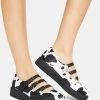 T.U.K. Cow Print 3 Strap Mary Jane Creepers