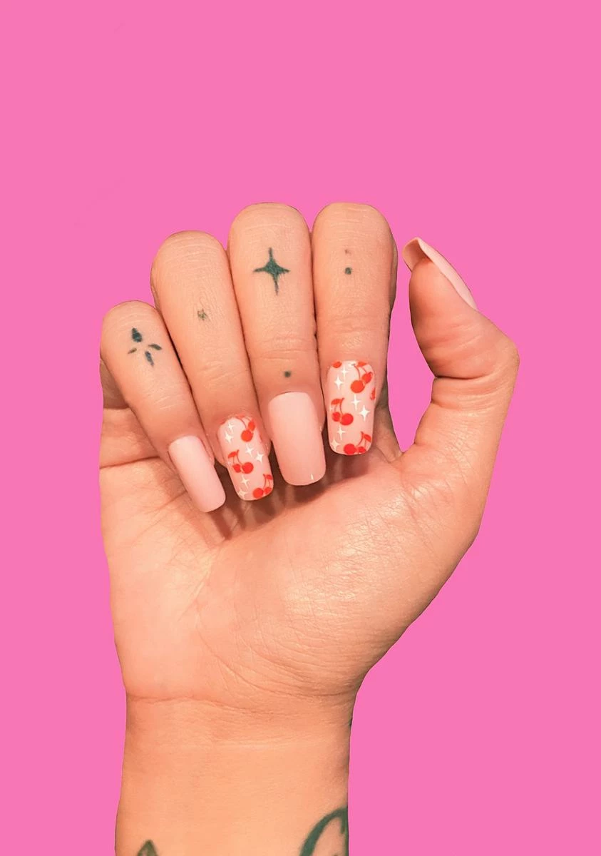 Clutch Nails Cherry On Top Square Press On Nails 3 Clutch Nails Cherry On Top Square Press On Nails