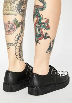 T.U.K. Black N White Viva II Low Lace Up Creepers -T.U.K. Sales Store 74a8UecThPBKS0LtQbVUbeC7gw8gLkyN 24