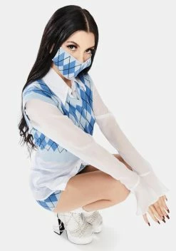 Nii HAi Blue Argyle Face Mask -T.U.K. Sales Store 8Ac2gHDeyilGefnfYcaA9e8S8fG3GjfH 24