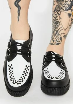 T.U.K. Black N White Viva II Low Lace Up Creepers -T.U.K. Sales Store 9rebhzyWrbAXEJc7upNfqbWwS7P66vae 24