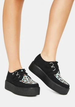 T.U.K. Black & Mint Leopard Viva Mondo Creepers