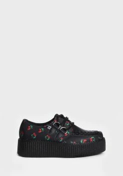 T.U.K. Black Cherry Print D-Ring Interlace Mondo Creepers