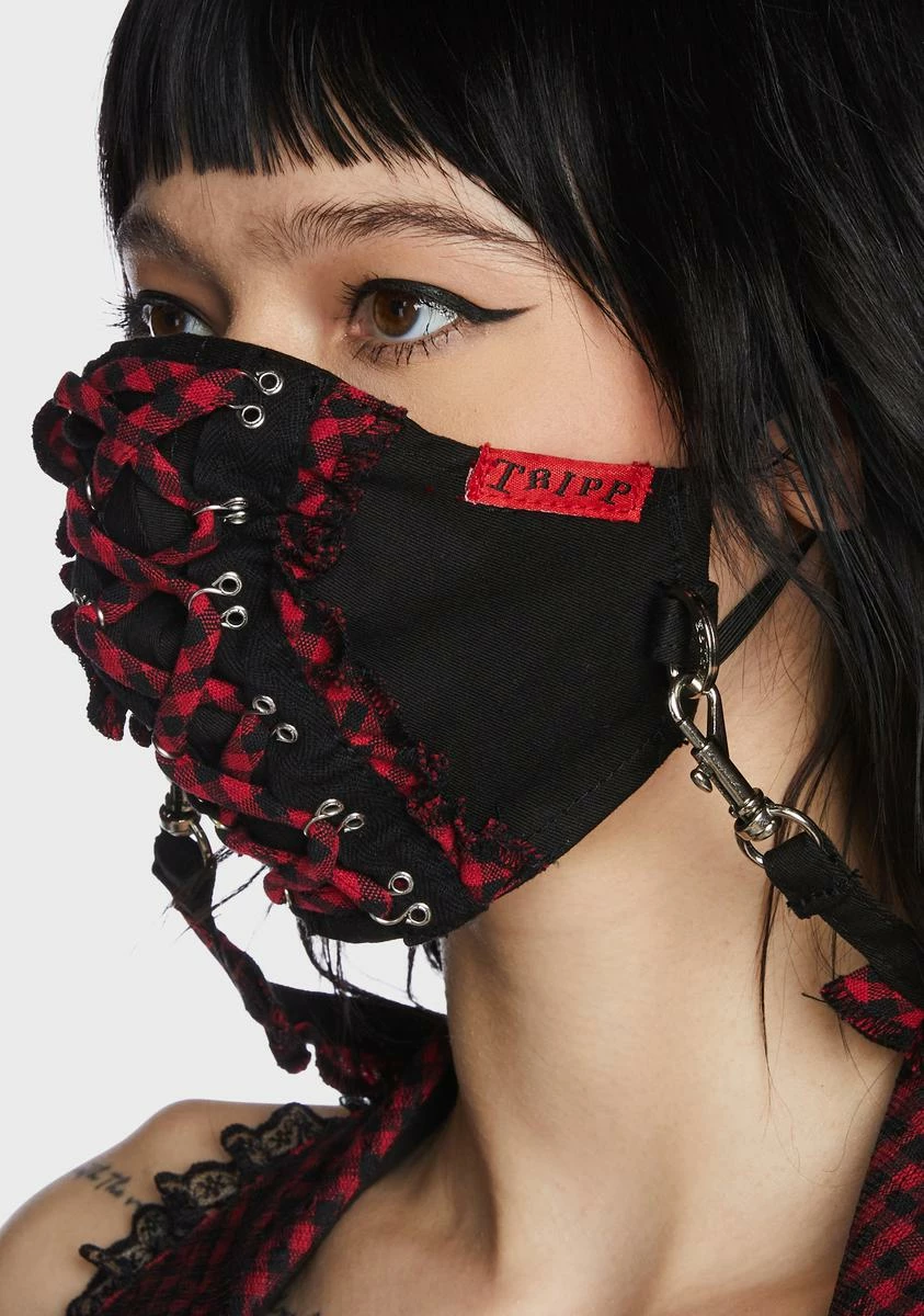 TRIPP NYC Red And Black Solid Face Cover 4 TRIPP NYC Red And Black Solid Face Cover - Image 2