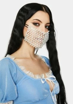 X_PTLHZ Pearl In Disguise Rhinestone Face Mask