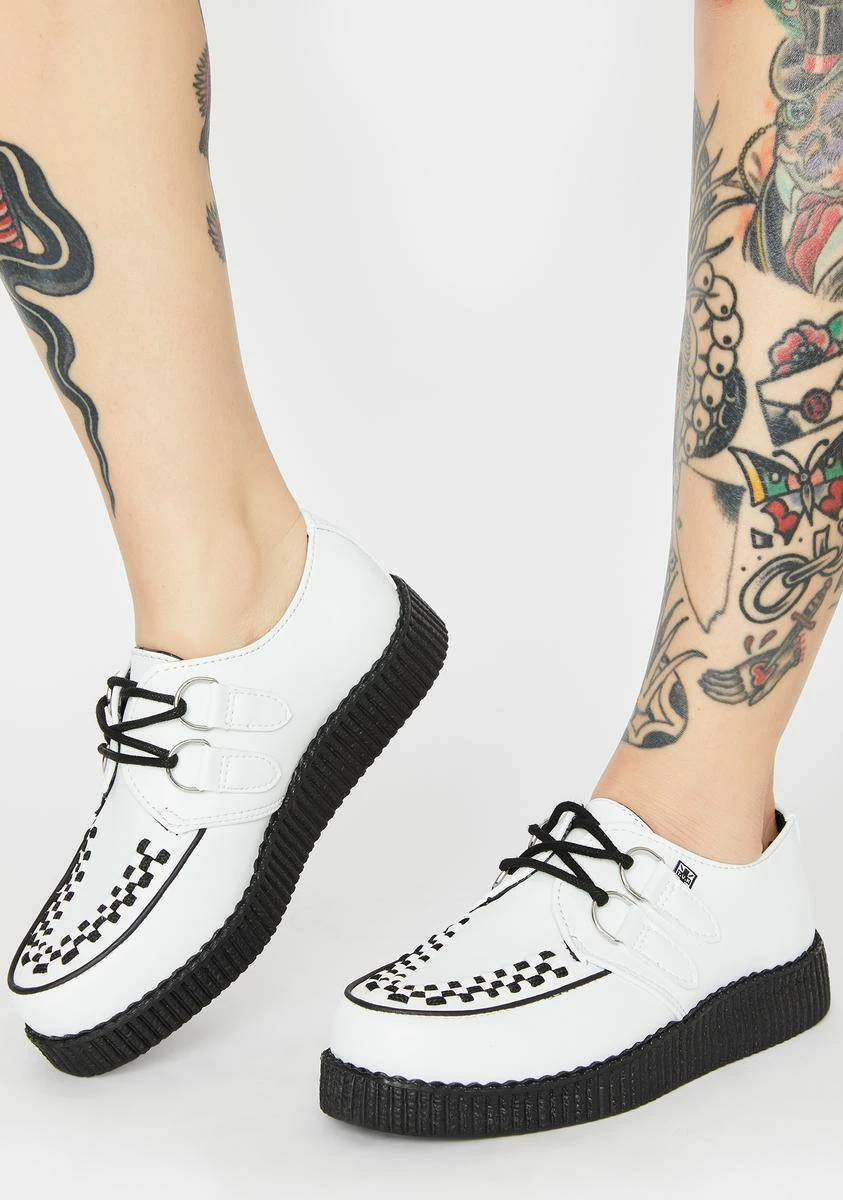 T.U.K. White Viva II Lace Up Creepers 3 T.U.K. White Viva II Lace Up Creepers