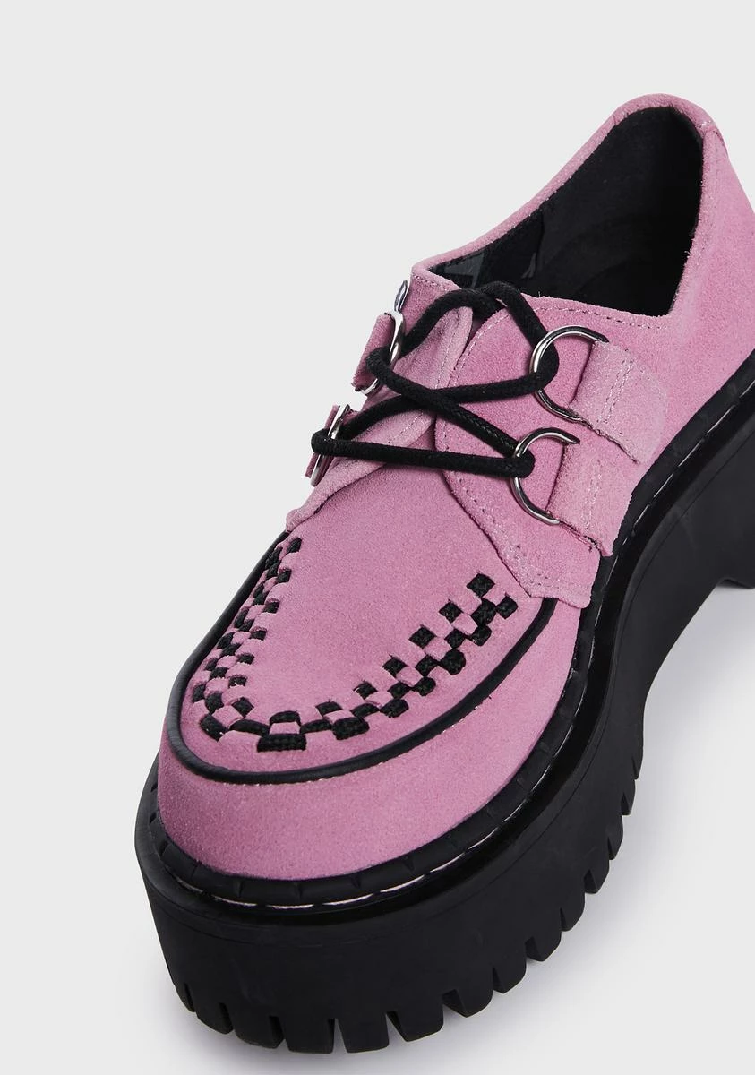T.U.K. Pink Suede Interlace Double Decker Creepers 4 T.U.K. Pink Suede Interlace Double Decker Creepers - Image 2