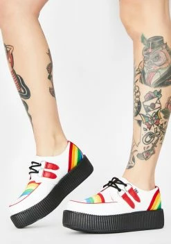 T.U.K. White N' Rainbow Viva Mondo Creepers