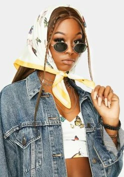 X_Ana Accessories Canary Take To The Wind Satin Butterfly Scarf