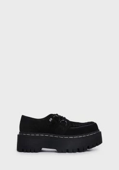 T.U.K. Black Suede Interlace Double Decker Creepers