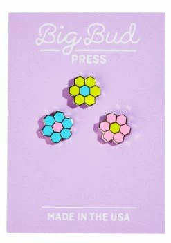 Big Bud Press Tiled Flower Pin Set