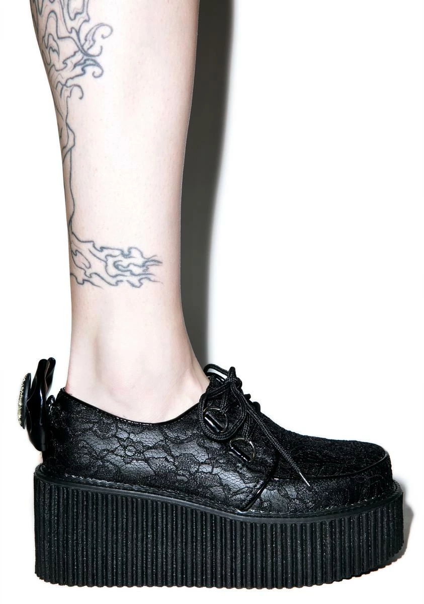 Demonia Elvira's Bow Lace Ceepers 5 Demonia Elvira's Bow Lace Ceepers - Image 3