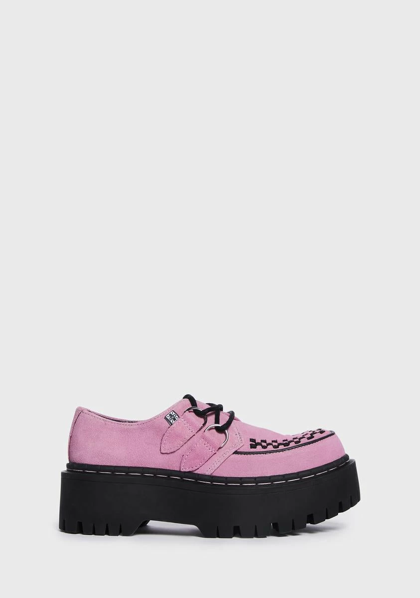 T.U.K. Pink Suede Interlace Double Decker Creepers 3 T.U.K. Pink Suede Interlace Double Decker Creepers