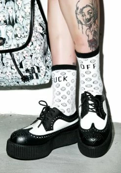 T.U.K. Black & White Wingtip Viva Mondo Creepers