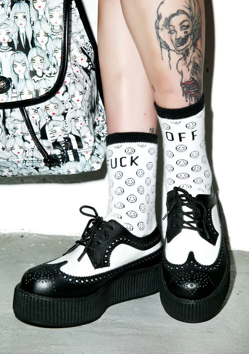 T.U.K. Black & White Wingtip Viva Mondo Creepers 3 T.U.K. Black & White Wingtip Viva Mondo Creepers