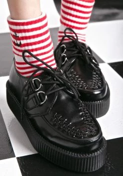 T.U.K. Black Leather Viva Mondo Creepers