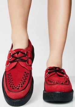 T.U.K. Red Suede Viva Low Creeper