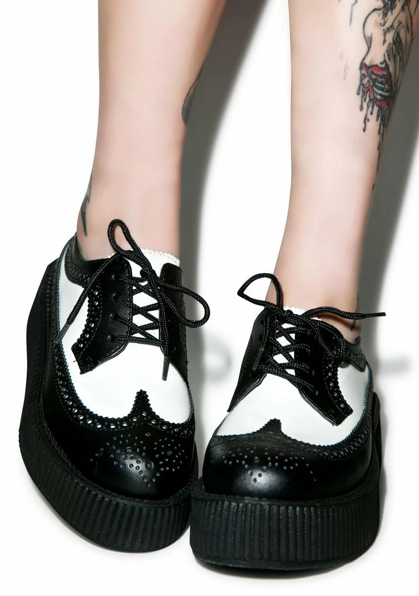 T.U.K. Black & White Wingtip Viva Mondo Creepers 4 T.U.K. Black & White Wingtip Viva Mondo Creepers - Image 2