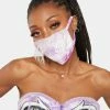Rad + Refined Purple Tie Dye Disco Rhinestone Face Mask