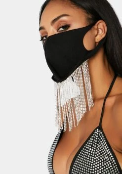 X_PTLHZ Stay Drippy Rhinestone Face Mask