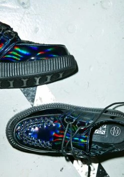 T.U.K. Black Hologram Patent Viva Low Creepers -T.U.K. Sales Store Wq2rCj54FjUPhz3pO51Q0jIBHk1HjktO 24