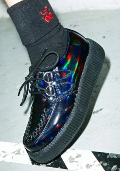 T.U.K. Black Hologram Patent Viva Low Creepers