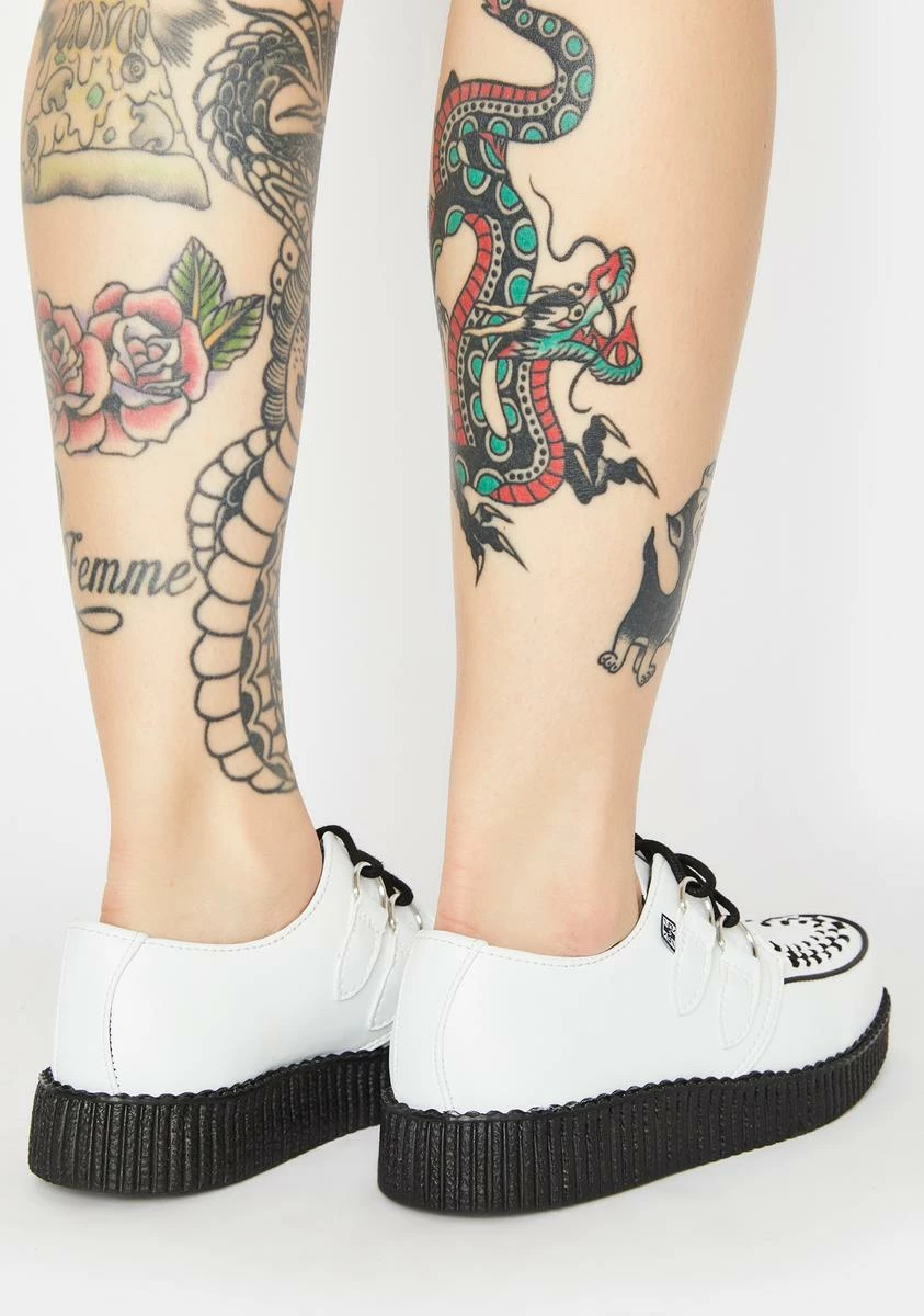 T.U.K. White Viva II Lace Up Creepers 6 T.U.K. White Viva II Lace Up Creepers - Image 4