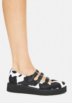 T.U.K. Cow Print 3 Strap Mary Jane Creepers -T.U.K. Sales Store dBVESBQWNso8NVmqn0QNAUFrNkX0NRNs 24