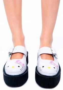 T.U.K. Hello Kitty Face White Mary Jane Creeper