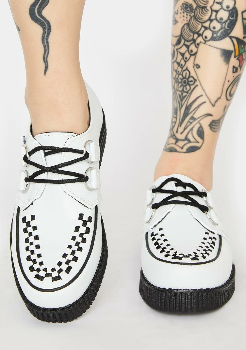 T.U.K. White Viva II Lace Up Creepers 5 T.U.K. White Viva II Lace Up Creepers - Image 3