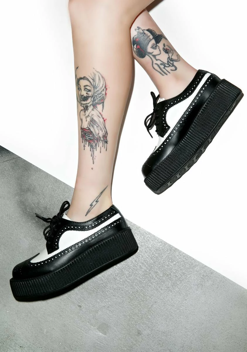 T.U.K. Black & White Wingtip Viva Mondo Creepers 6 T.U.K. Black & White Wingtip Viva Mondo Creepers - Image 4