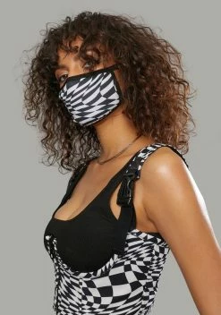 Poster Grl Warped Realm Checkered Face Mask