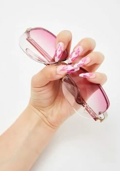 Tres She Talons Fuego Pink Pop Press On Nails