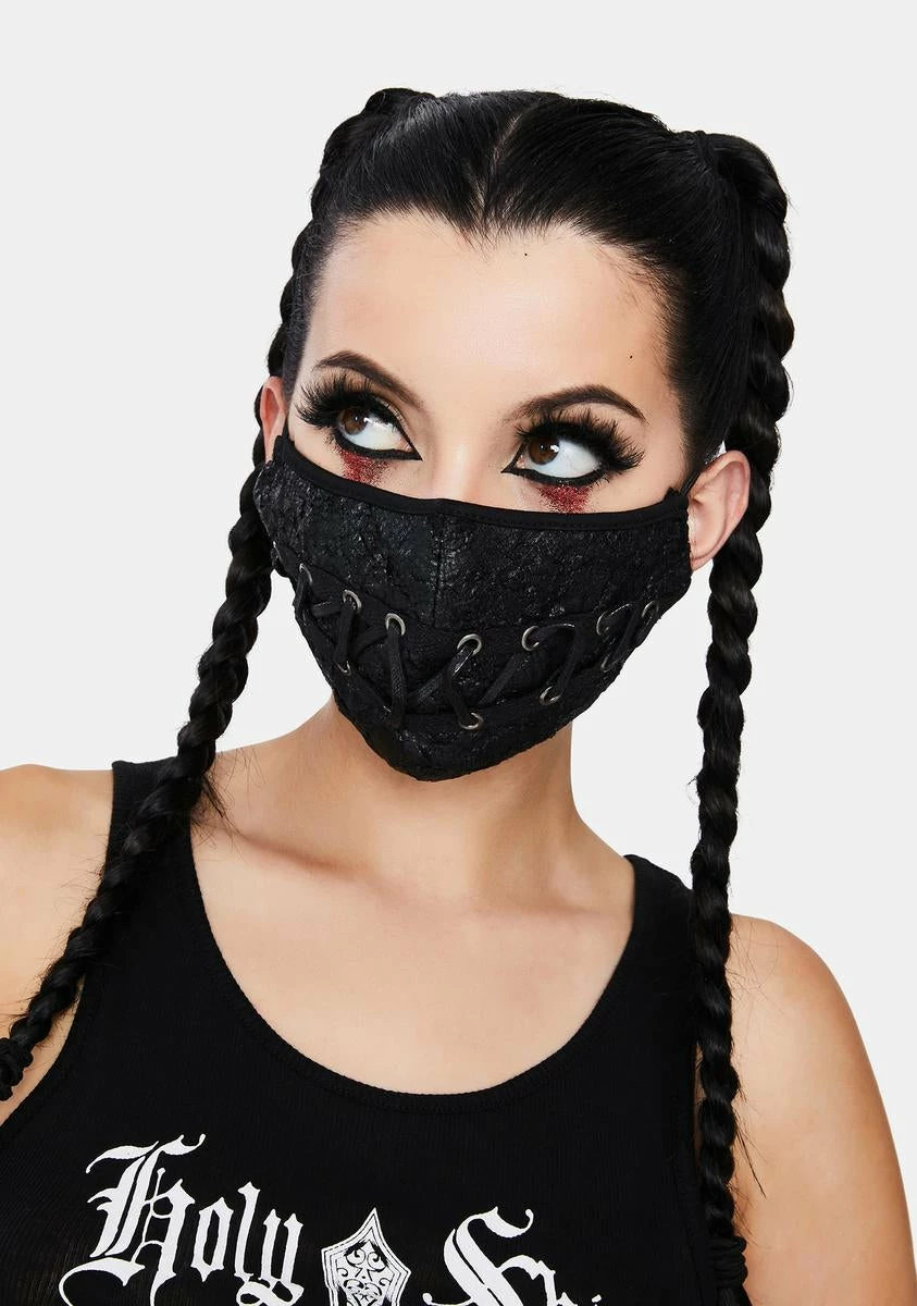 DEVIL FASHION Lace Up Filtered Face Mask 3 DEVIL FASHION Lace Up Filtered Face Mask