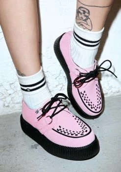 T.U.K. Baby Pink Suede Mondo Creepers