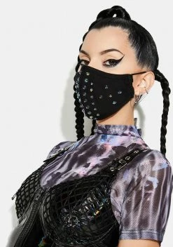 PUNK RAVE Blue Dazzle Rivet Face Mask