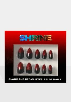 SHRINE Red Glitter Black Press On Nails -T.U.K. Sales Store la63ExF2POkC90kjhAEZLZbaEAtfBHby 24