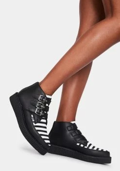 T.U.K. Black & White Stripe 3-Buckle Pointed Boots -T.U.K. Sales Store oYZQr8AcGh919yh6yOP7qnlXoAiHquTQ 24