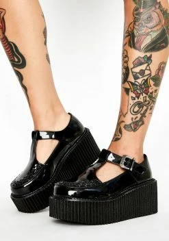 Demonia Patent T-Strap Creepers