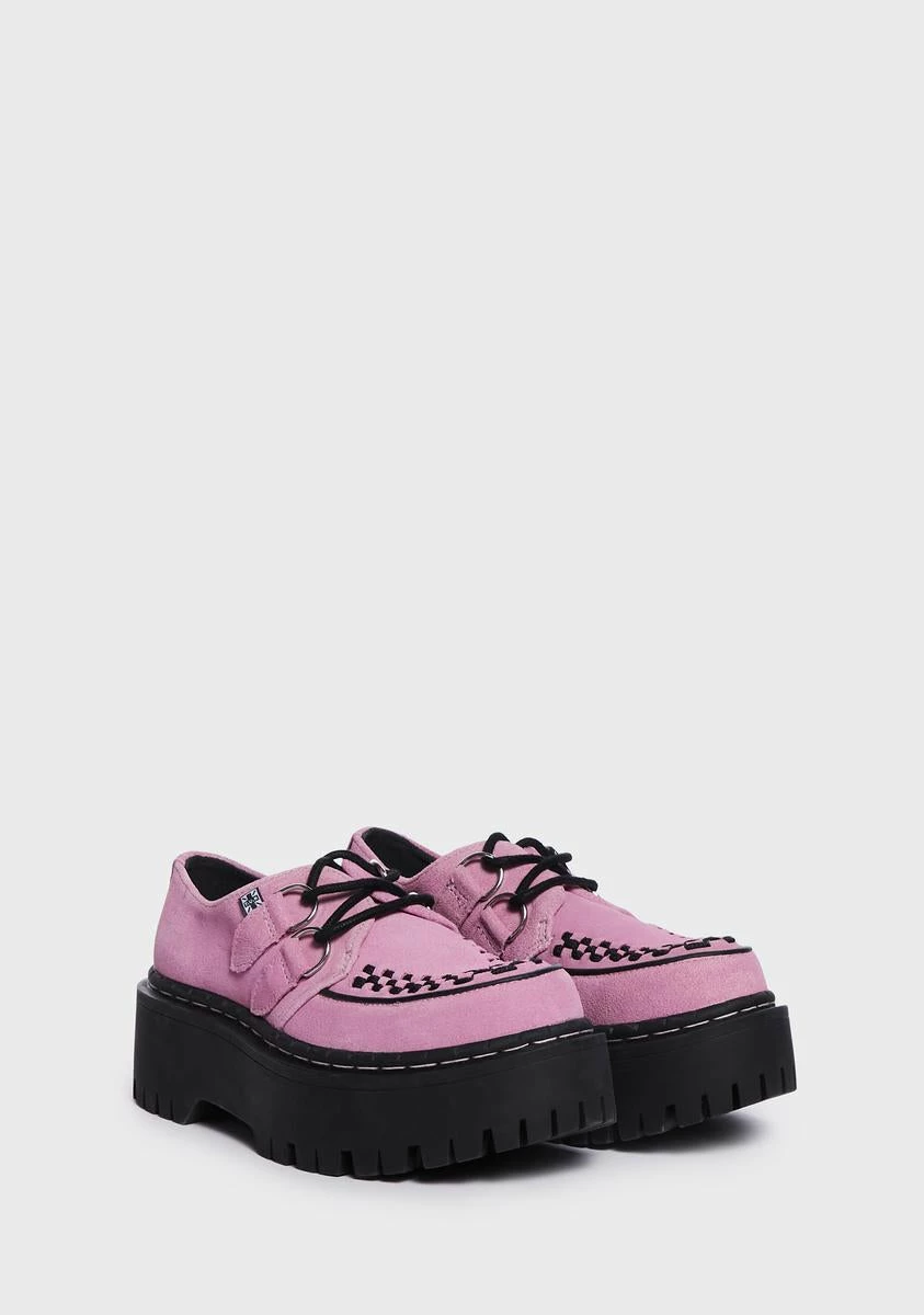 T.U.K. Pink Suede Interlace Double Decker Creepers 5 T.U.K. Pink Suede Interlace Double Decker Creepers - Image 3