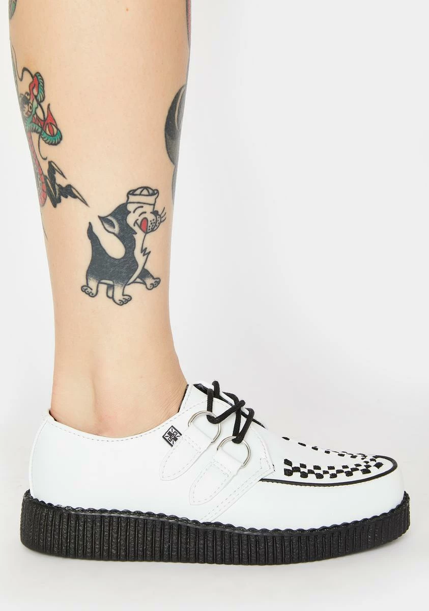 T.U.K. White Viva II Lace Up Creepers 4 T.U.K. White Viva II Lace Up Creepers - Image 2