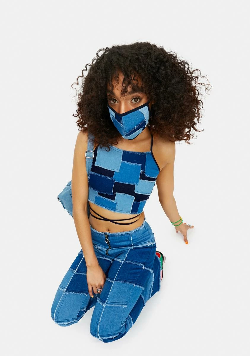 DELiA*s By Dolls Kill Dancing In Denim Face Mask 4 DELiA*s By Dolls Kill Dancing In Denim Face Mask - Image 2