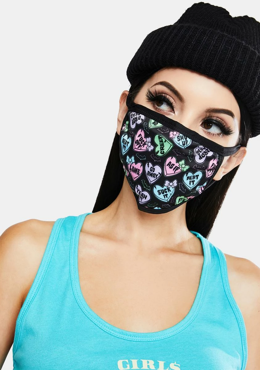 Too Fast Creepy Candy Hearts Face Mask 3 Too Fast Creepy Candy Hearts Face Mask